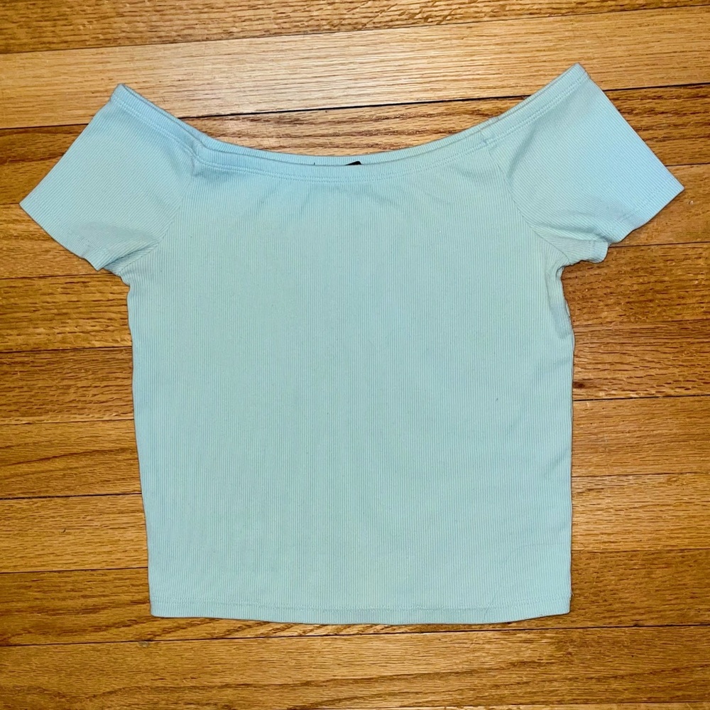 Light Mint Green Size S Off The Shoulder Crop Top